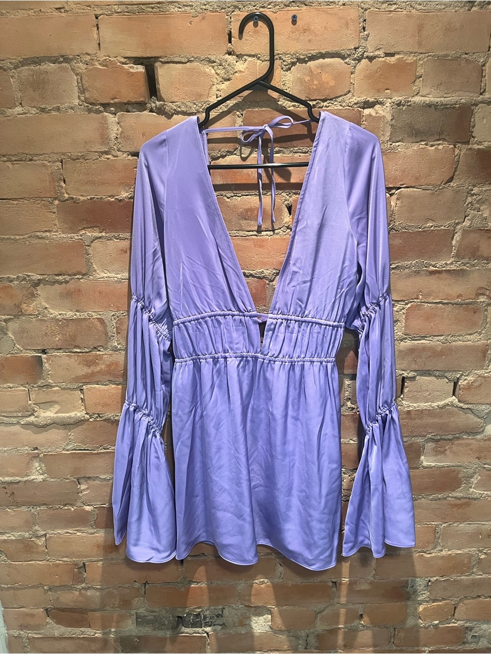 Weworewhat tiered sleeve tie-back mini dress